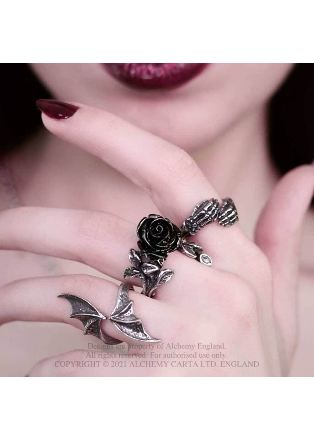 Alchemy Wild Black Rose Ring Silver www.succubus